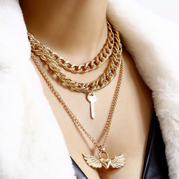 Layered Necklace Choker 14K Gold